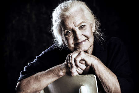 Portrait of a beautiful smiling senior woman.の写真素材