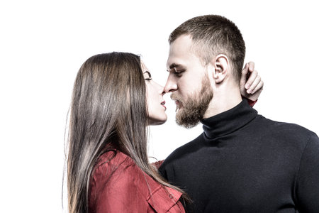 Close-up portrait of a beautiful young people in love. Beauty, fashion. Love concept.