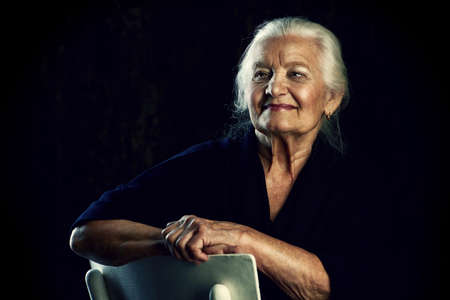 Portrait of a beautiful smiling senior woman.の写真素材