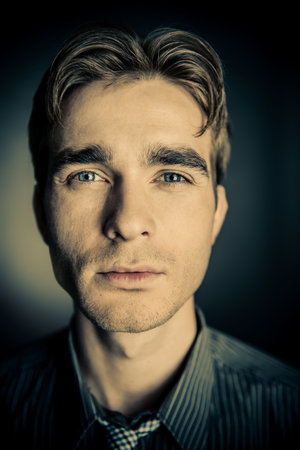 Close-up portrait of a handsome young man. Male beauty. Men's health.の写真素材