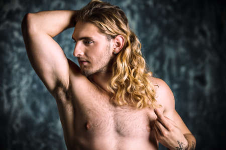 Portrait of a strong healthy handsome athletic man. Male beauty concept. Fitness, bodybuilding.?の写真素材