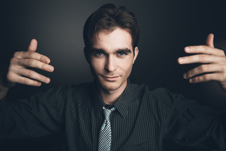 Close-up portrait of a handsome young man. Male beauty. Men's health.の写真素材