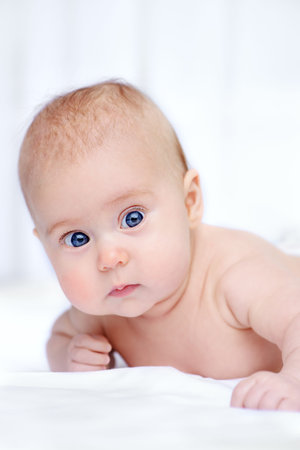 Portrait of a sweet three-month-old baby. baby care, Healthcare.
