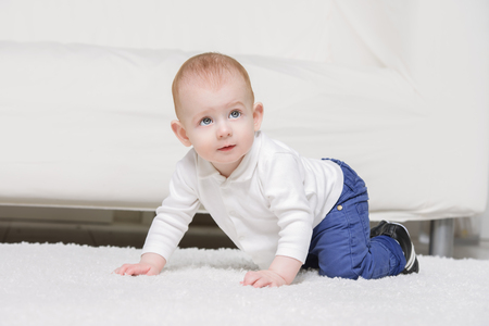 Portrait of a beautiful little baby. Infant baby. Healthcare.の写真素材