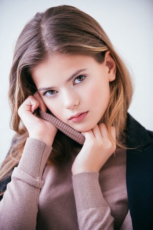 Portrait of a cute girl teenager. Beauty, fashion.の写真素材