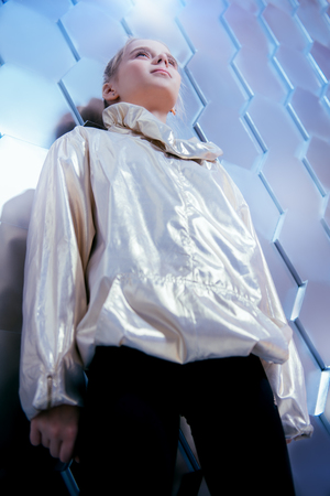 A portrait of a young girl in the studio. Beauty, fashion.の写真素材