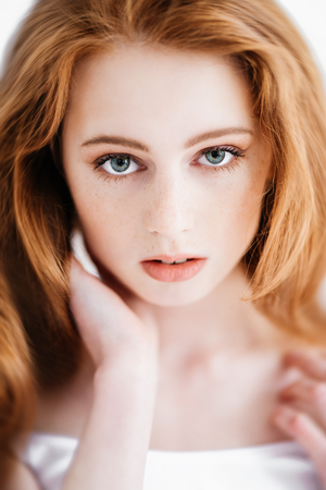 A close up portrait of a lovely mysterious girl. Beauty, cosmetics.の写真素材