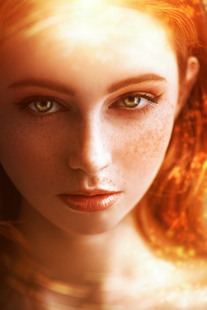 A close up portrait of a lovely mysterious girl. Beauty, cosmetics.の写真素材