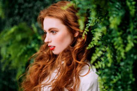 A close up portrait of a lovely mysterious girl. Beauty, cosmetics.の写真素材