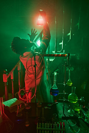 Triumph, a possessed scientist has invented a magical elixir in his laboratory. Mysterious green and...