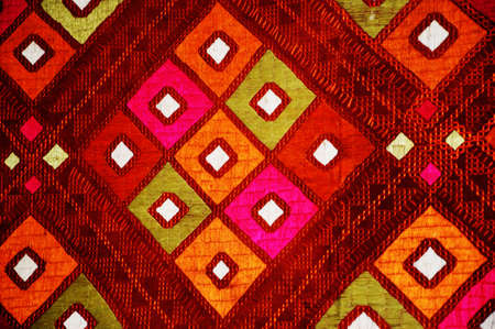 Symmetrical Squares on handmade clothの写真素材