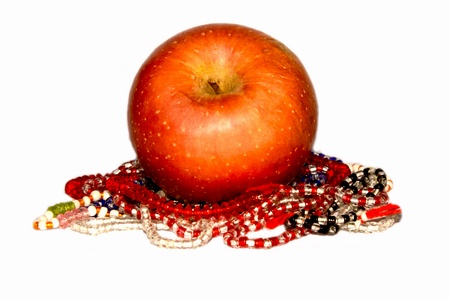 Decorated by Beads and isolated on white の写真素材