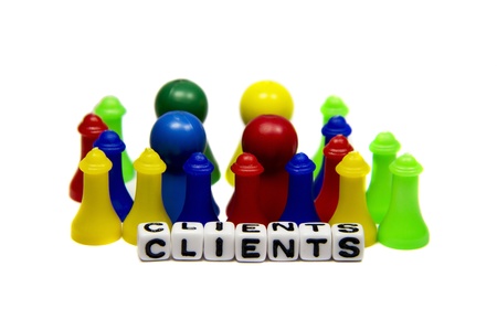 Various clients being depicted using a theme of various colors and letters on white background  の写真素材