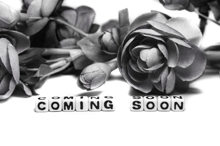 Black and white background having coming soon message while the complete scene is in black and white colors  の写真素材