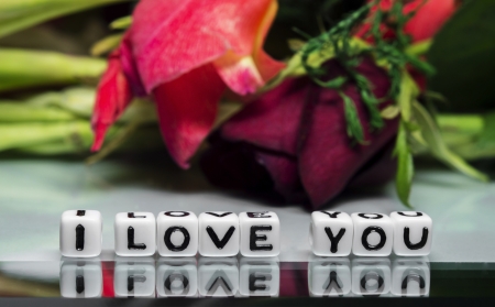 I love you message with flowers and alphabetical text  の写真素材