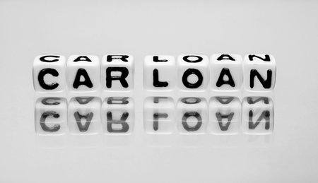 Reflective message of car loan on white background  