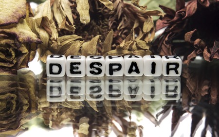 Despair text message with old and used flowers の写真素材