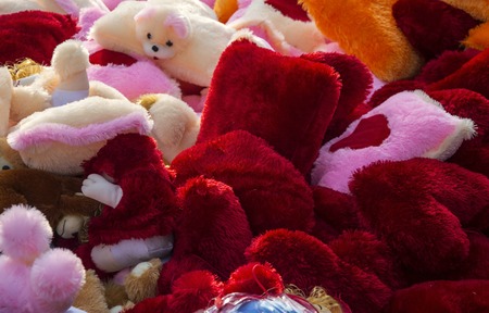 Soft toys in sale and on display の写真素材