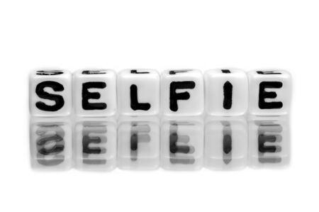 Selfie text message on white の写真素材