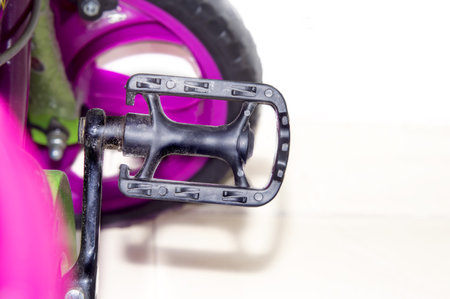 Black pedal of bicycle bike on white background.