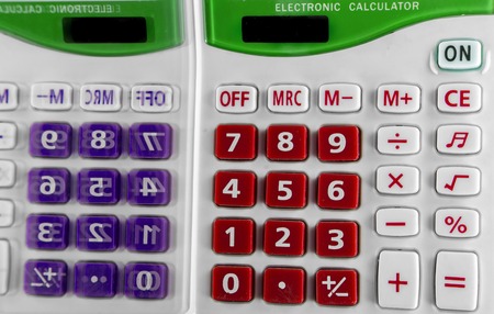 Calculator keypad with two colors in left and right.の写真素材