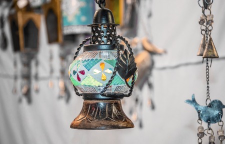 Hanging lantern on sale at a shop.の写真素材