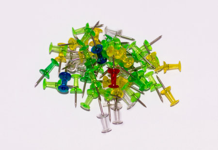 Colorful board pins kept in heap