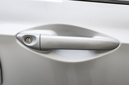 Door handle of car with chrome polish finishの写真素材
