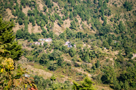 Mountain homes and the jungle in the valley.