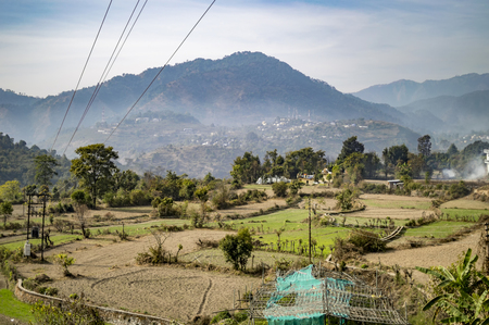 Farming land for agriculture in hills and valley of mountains.の写真素材