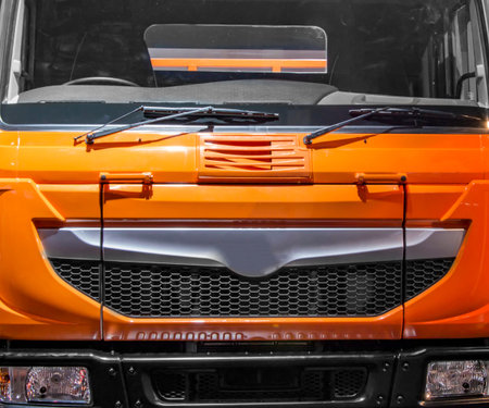 Front side of the car and grillの写真素材