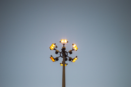Lights on the high mast with high capacity of powerの写真素材