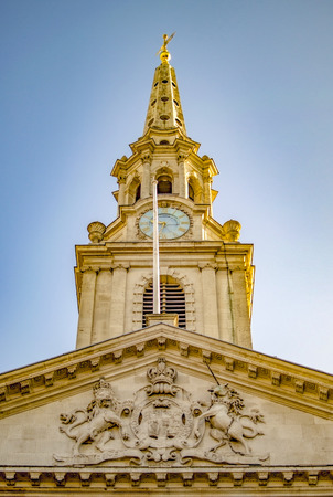 Clock tower of st martin in the fields church at trafalgar square londonの写真素材