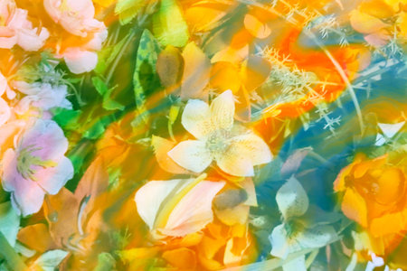 Flowers with wet Alcohol ink fluid abstract art with liquid flow and shades