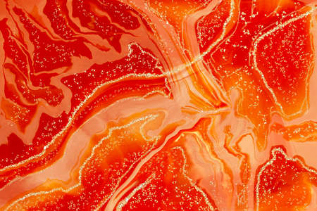 Agate Alcohol ink fluid abstract art with gold glitter and liquid and shades.の写真素材