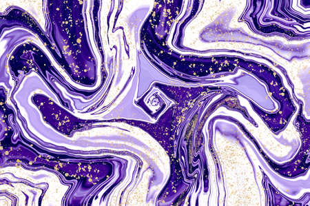 Agate marble with gem like design and Alcohol ink fluid abstract texture fluid art with gold glitter and liquid with shades.の写真素材