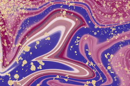 Number 3 and om like marble art. Alcohol ink fluid abstract texture fluid art with gold glitter and...