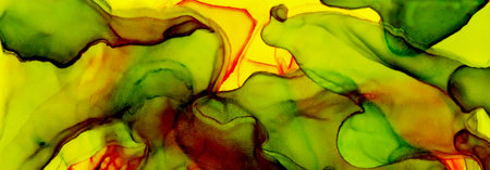 Various lines of colors on Alcohol ink fluid abstract texture fluid art with gold glitter and liquid...