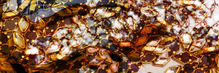 Gold marble aand golden gems on Alcohol ink fluid abstract texture fluid art with gold glitter and...