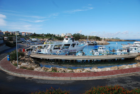 Picturesque fishing shelter at Protaras, Cyprusのeditorial素材