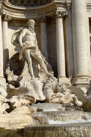 Detail of statue in Fountain of Trevi, Rome.の写真素材
