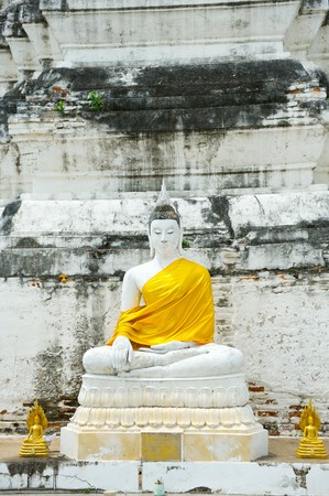 white buddha in Kasattratirat temple Ayutthaya, Thailandの写真素材