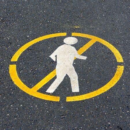 don't walk sign on the roadの写真素材