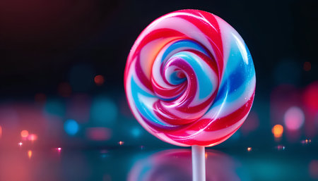 Colorful lollipop on a black background. 3d renderingの素材