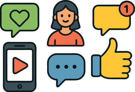 This is an illustration of a woman using social media on the internet.のイラスト素材