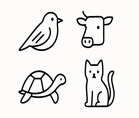 Animals icons set. Outline set of animals icons for web designのイラスト素材