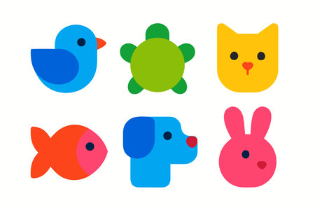 Set of cute animals icons. Vector illustration in a flat style.のイラスト素材