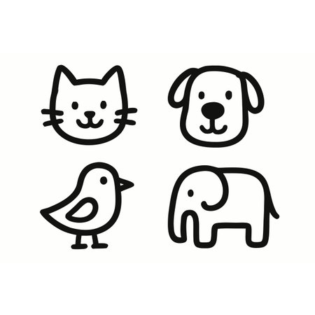 Animals line icon. Cat, dog, bird, cat. Vector illustrationのイラスト素材
