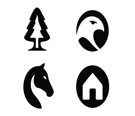 Horse, tree, house and horse icons set. Vector illustrationのイラスト素材