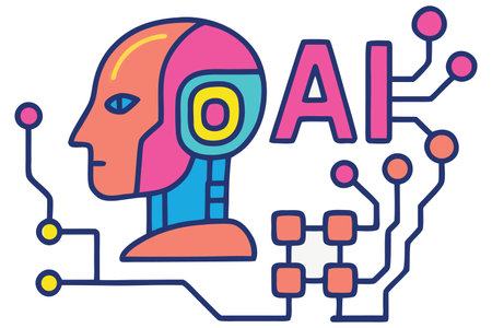 AI, artificial intelligence, machine learning and machine learning concept. Vector illustrationのイラスト素材